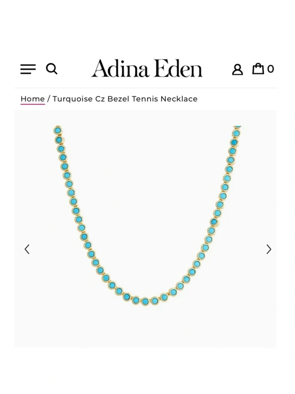 Revolve x Adina Eden Turquoise CZ Bezel Tennis Necklace